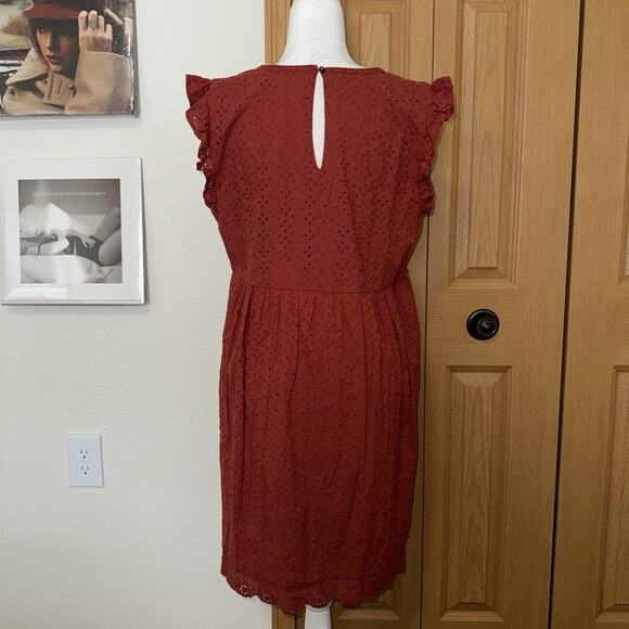 Knox Rose Eyelet Burnt Orange Boho Summer Lined Dress Size Large Cottage Core - Picture 3 of 6